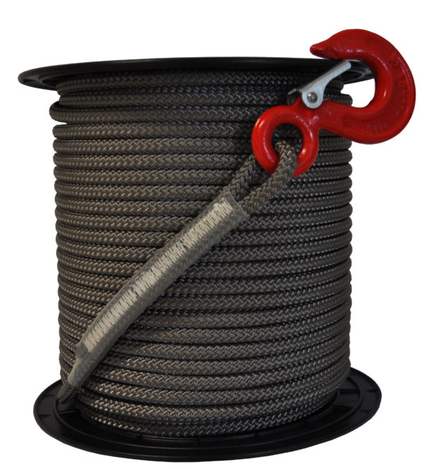 Textilní lano pro naviják DOCMA, vysoko pevnostní 10mm, Forest VF-310209, šedé 2200 kg (VF105 Red Iron)